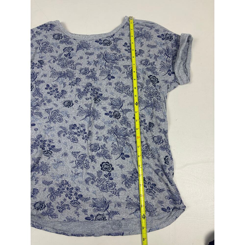 Lucky Brand Blue Floral Print Short Sleeve Tee Shirt Size XL - Picture 5 of 5